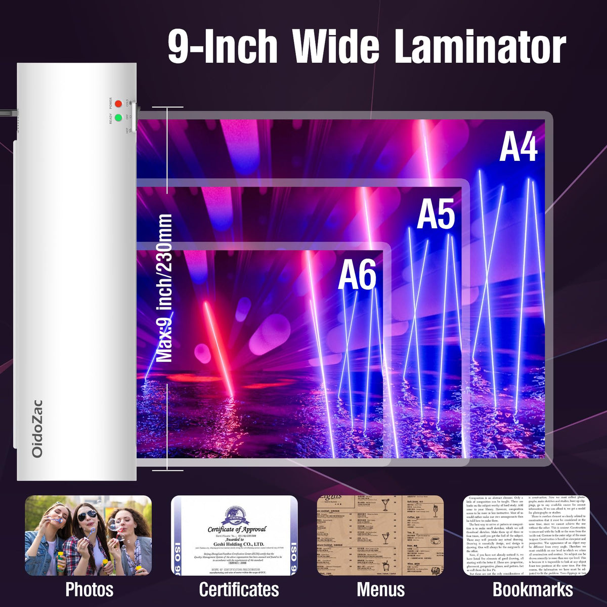 9" 4-in-1 Thermal Laminator with 15 Pouches, Trimmer & Corner Rounder
