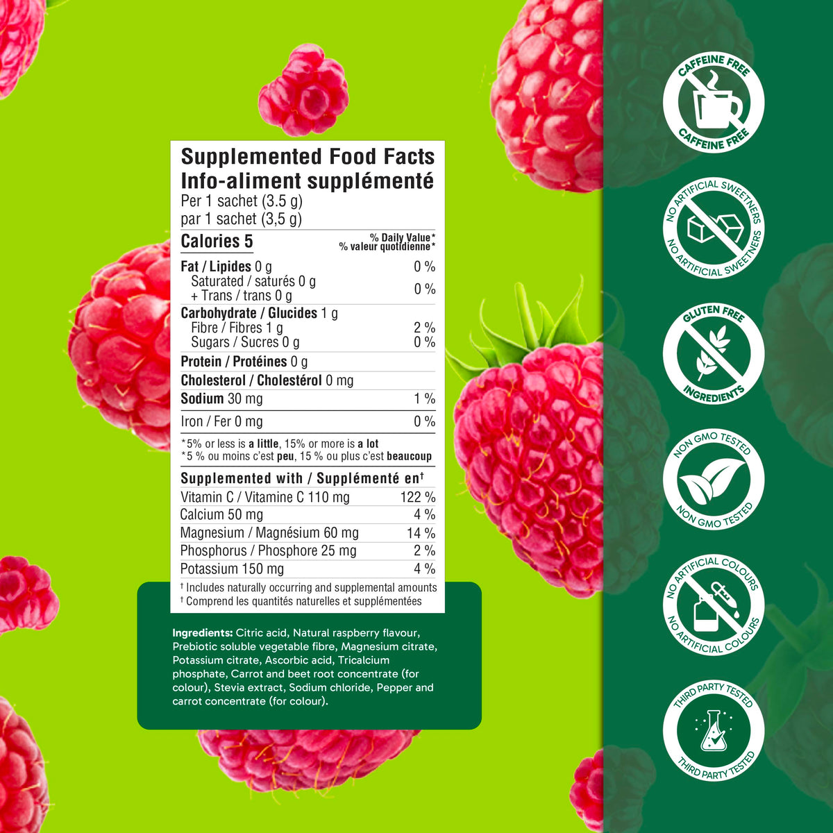 Organika Electrolytes Powder, Wild Raspberry, 20 Sachets