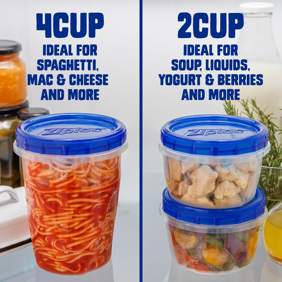 Ziploc Twist N Loc Reusable Containers, 2 Cup, 9 Containers