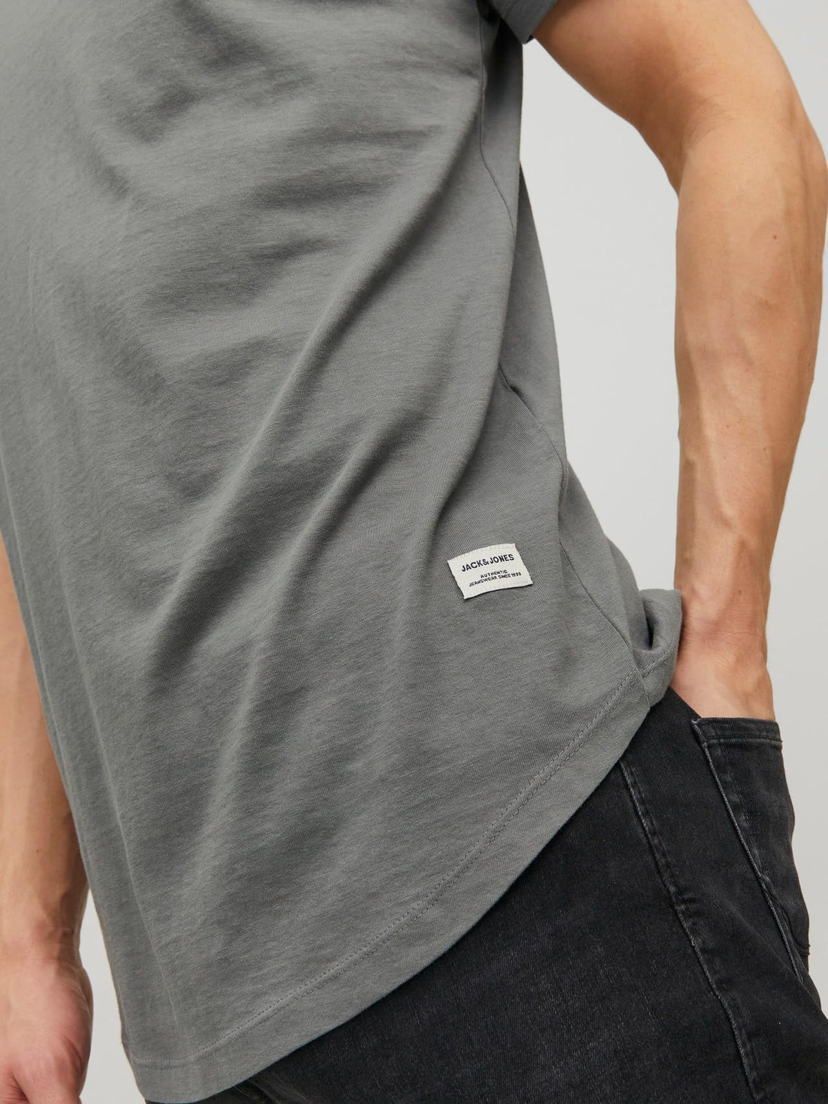 Jack & Jones Men's Long Line Fit T-Shirt JJENOA, Black, XL