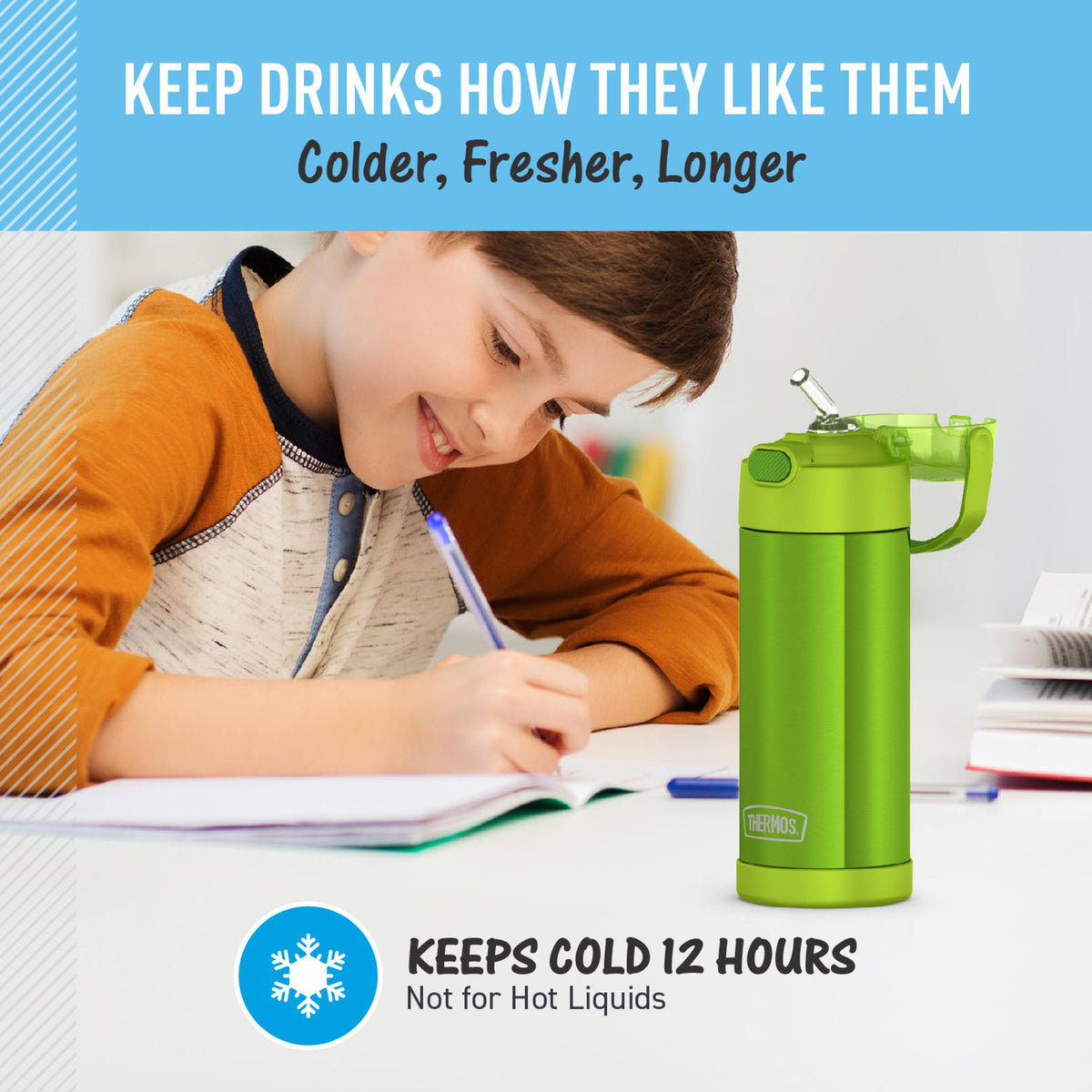 Thermos Funtainer Water Bottle with Straw, 14oz, Lime