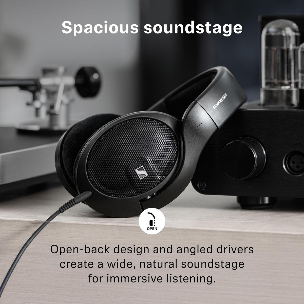 Sennheiser HD 560S Open-Back Wired Audiophile Headphones, Black