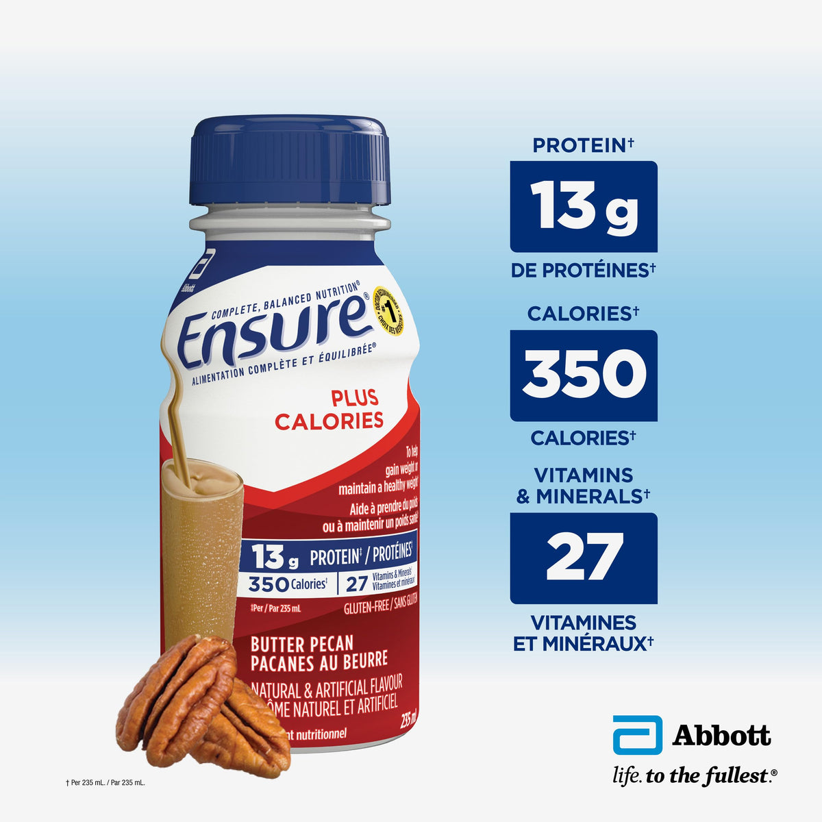 Ensure Plus Calories Nutrition Shake, Butter Pecan, 24 x 235 mL