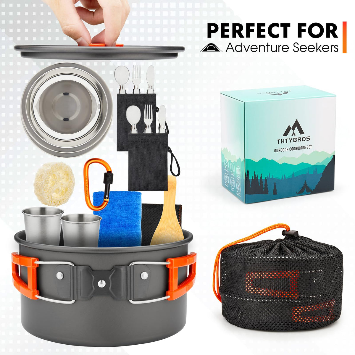 THTYBROS Camping Cookware Kit (17 Pieces)