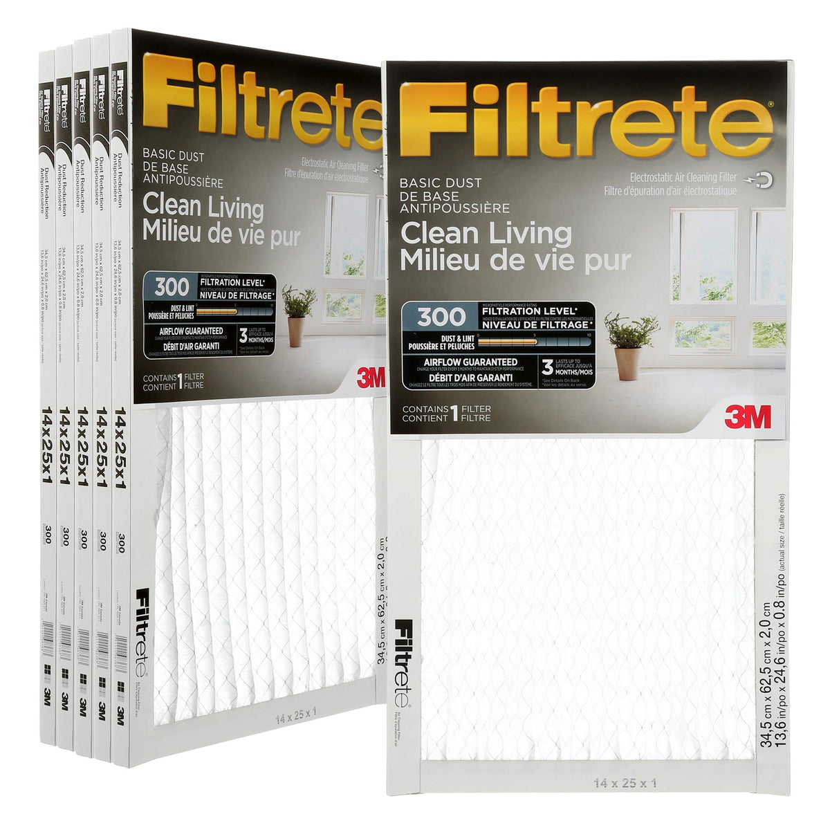 Filtrete 14x25x1 Furnace Filter, MPR 300, MERV 5, 6 Filters