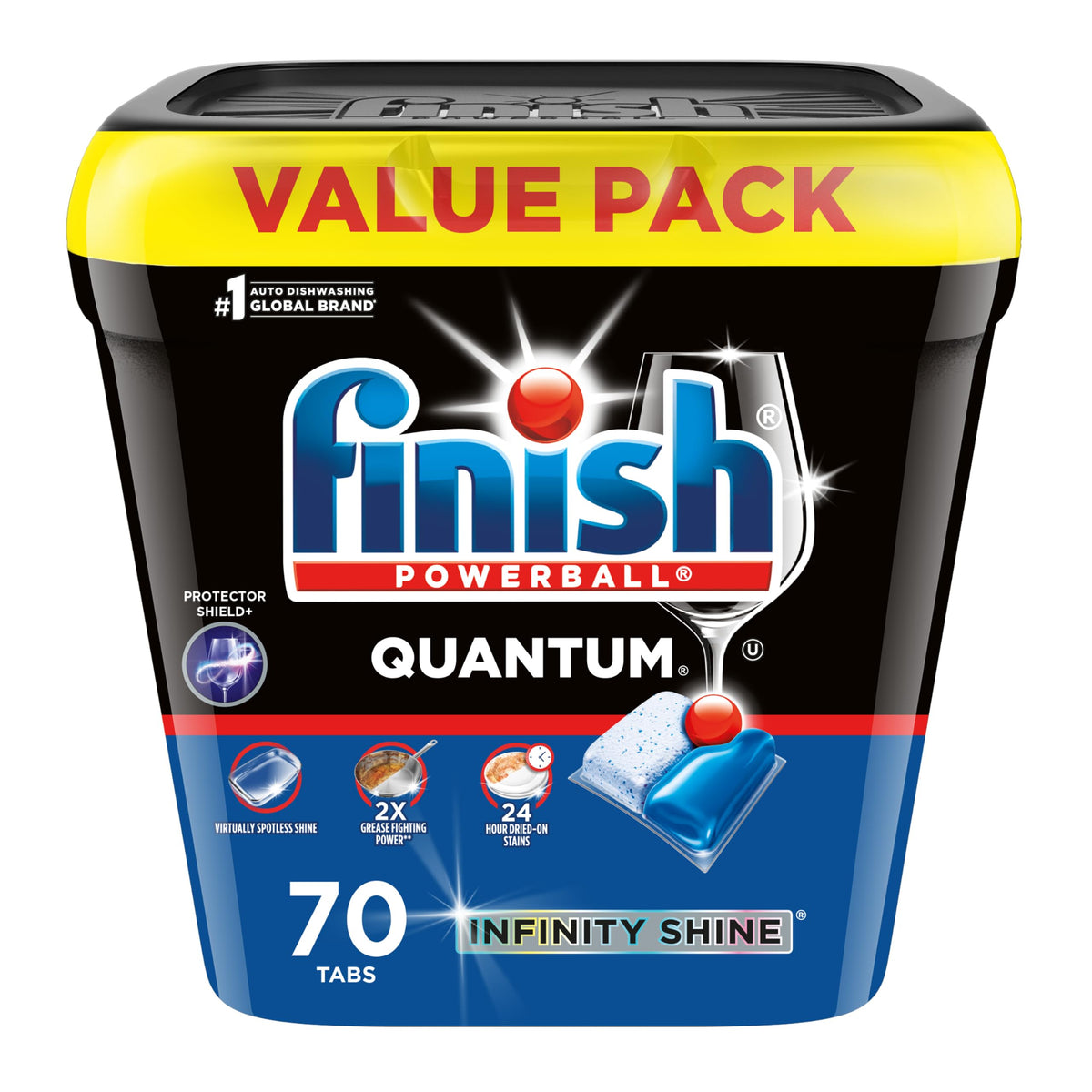 Finish Quantum Infinity Shine Dishwasher Pods, 70 Count