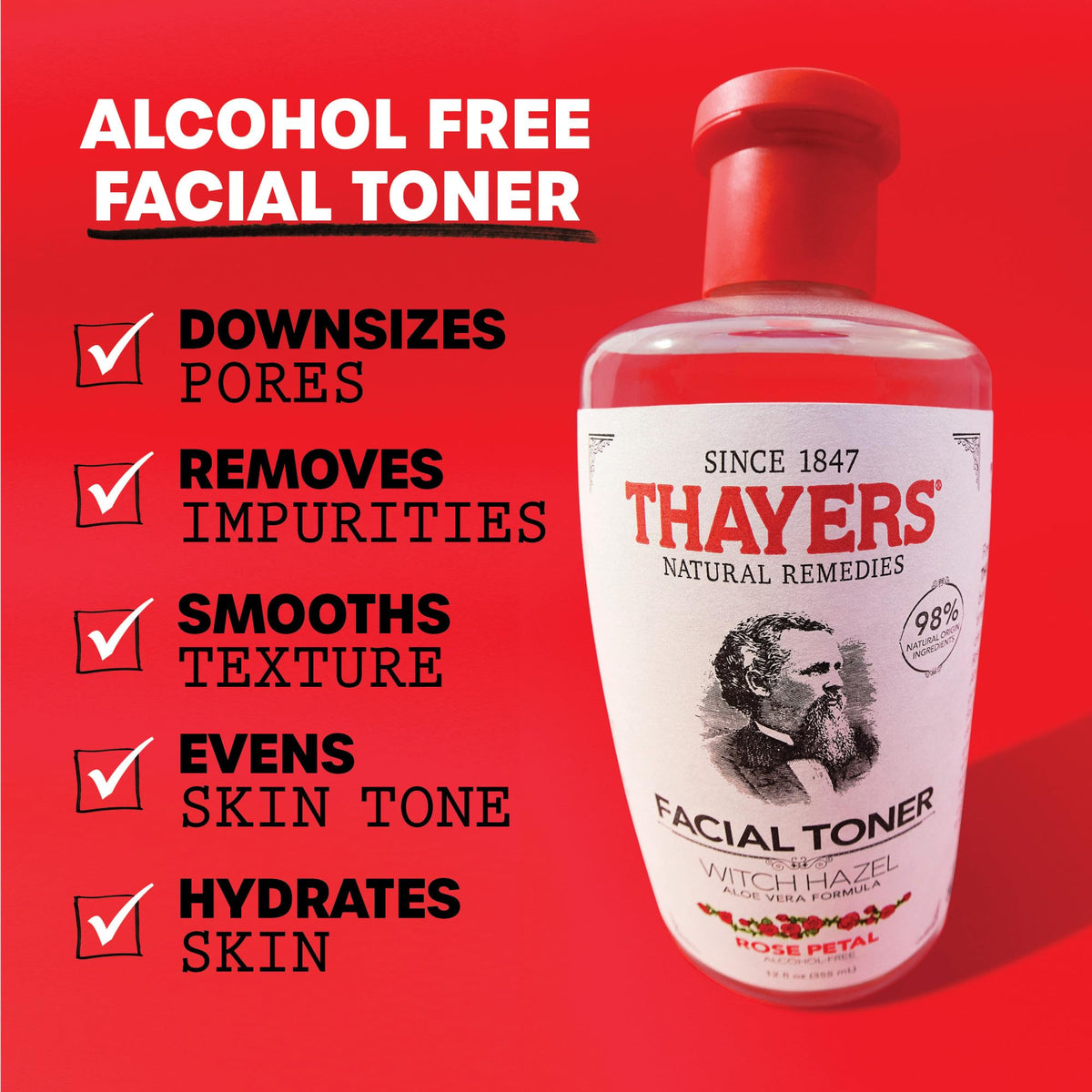 Thayers Alcohol-Free Rose Petal Witch Hazel Toner, 2 x 355 ml