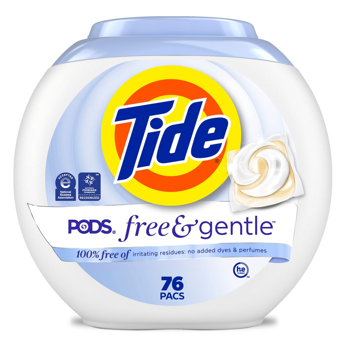Tide PODS Free & Gentle Laundry Detergent Pacs, 76 Count