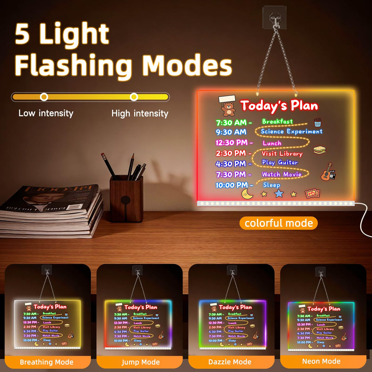 LumiBoard LED Drawing Board for Kids, 13.7 x 10 in, 7 Markers