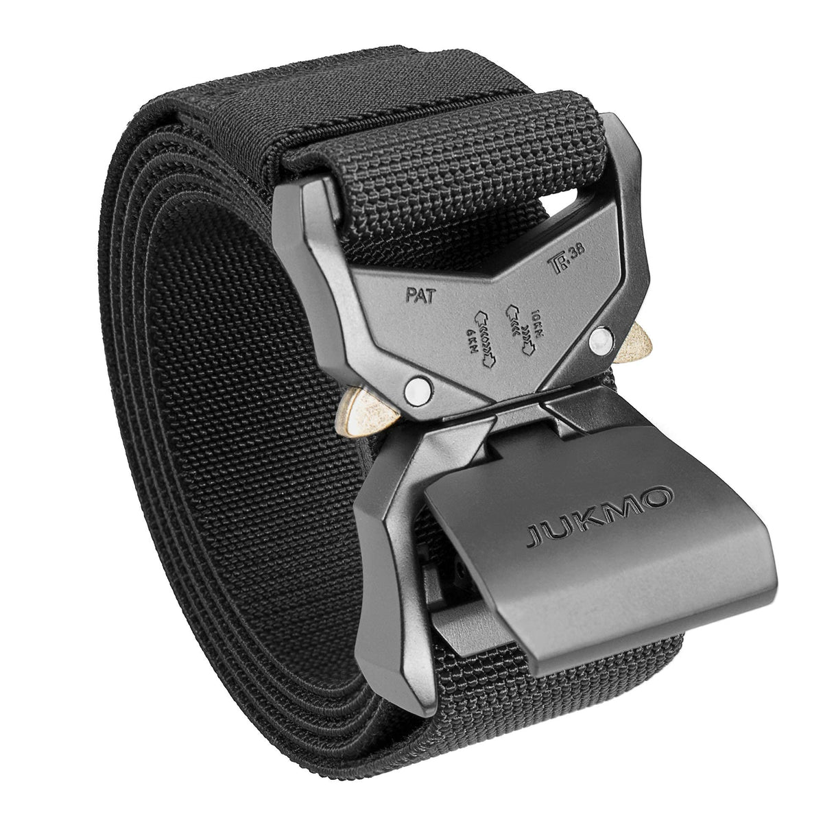 JUKMO Tactical Nylon Belt with Quick-Release Buckle, Black, M