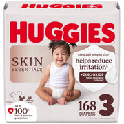 Huggies Skin Essentials Baby Diapers, Size 3 (16-28 lbs), 168 Count