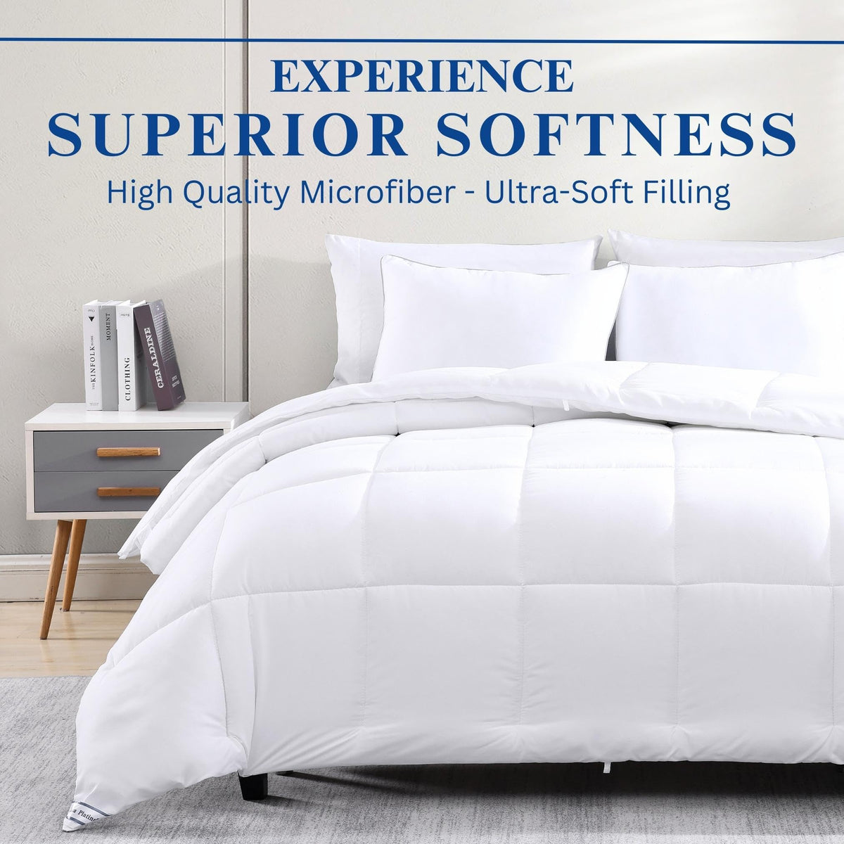 Casa Platino Down Alternative Comforter, Queen, 88 x 88 in, White