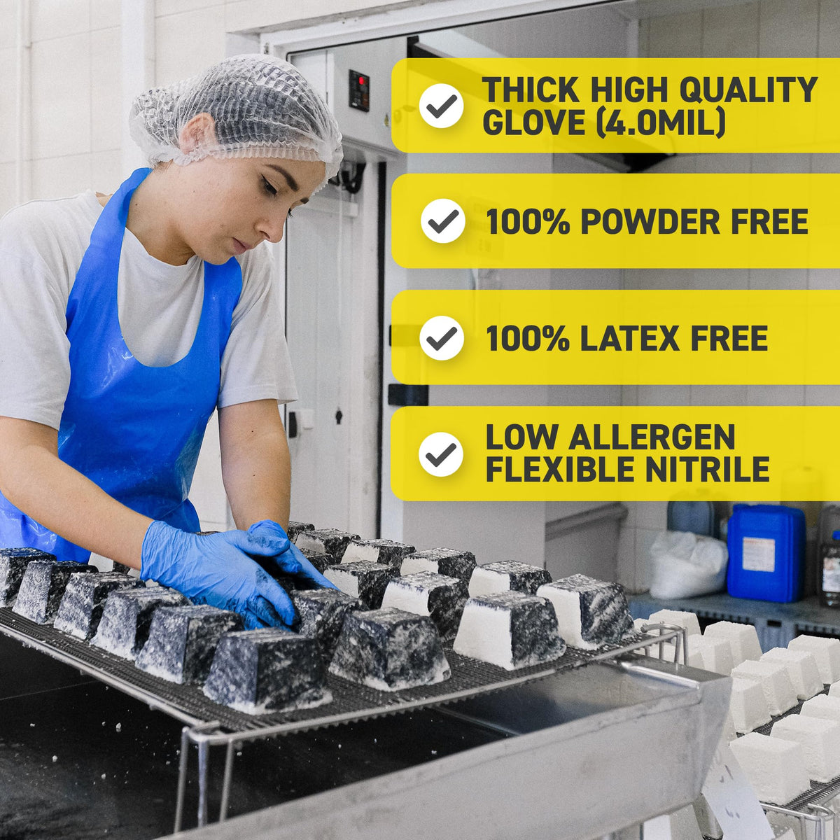 72HRS Blue Nitrile Disposable Gloves, 4 Mil, 200 Pieces, Large
