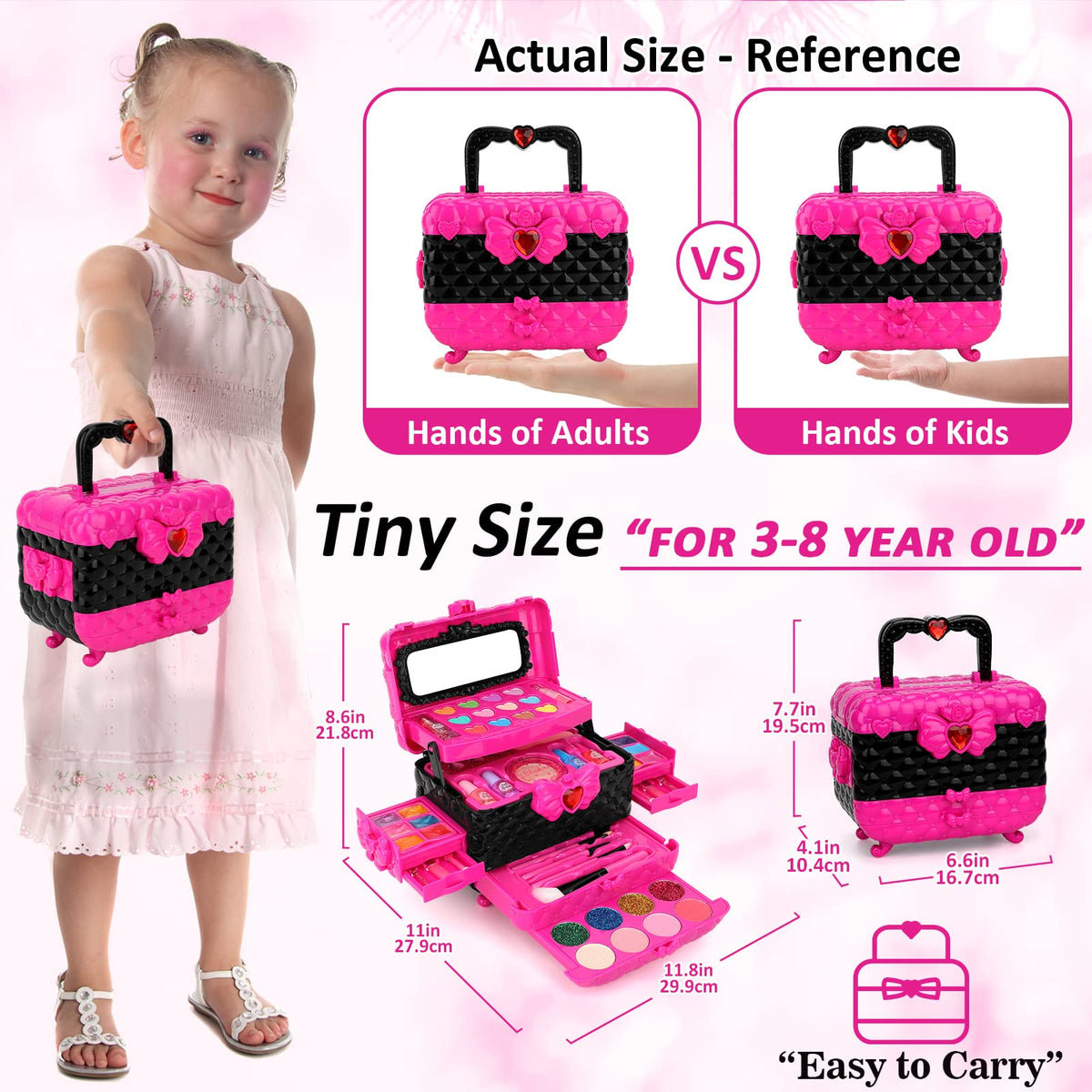 Teensymic Kids Makeup Kit for Girls, 54 Pieces, Washable, Ages 3-13