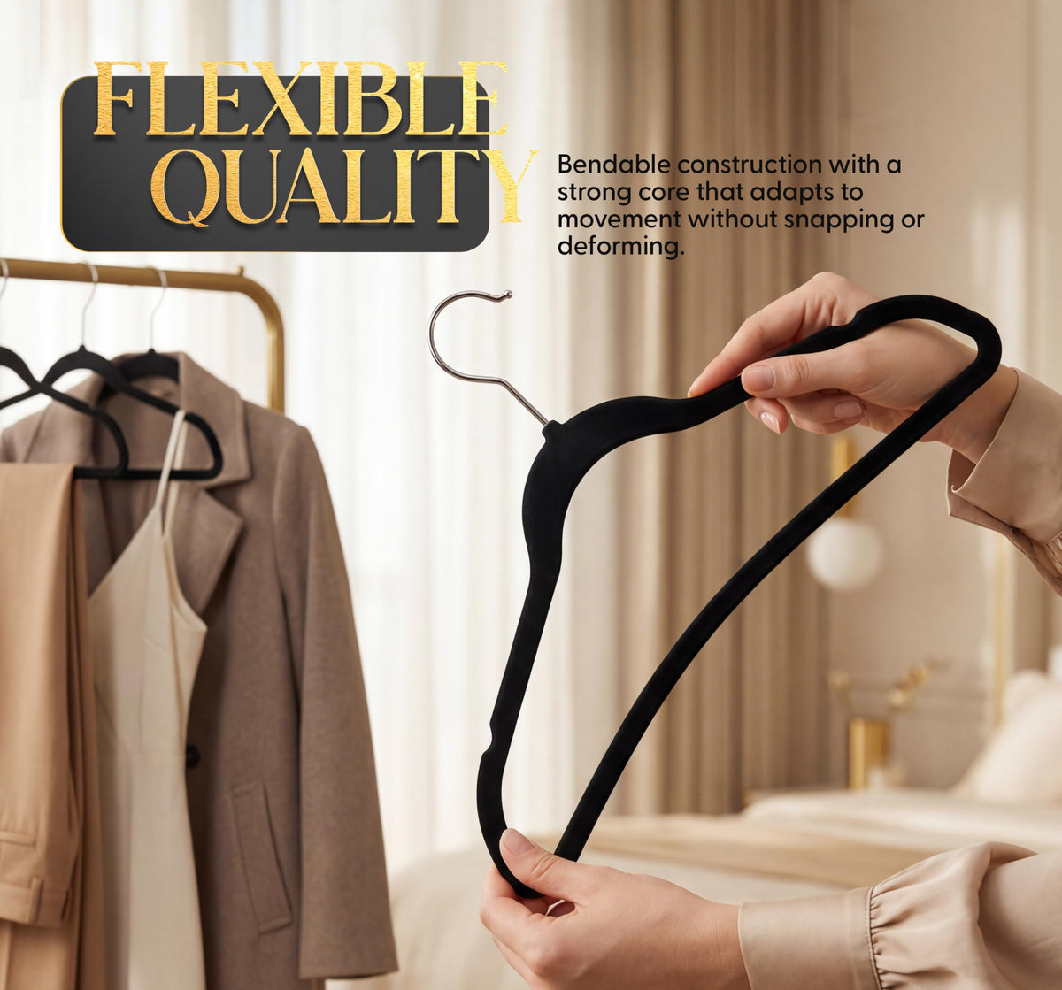 Beddora Black Velvet Hangers, 50 Pack