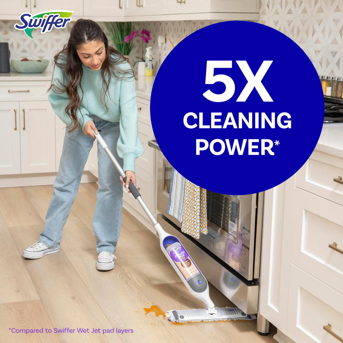 Swiffer PowerMop Wood Kit, Lemon, 2 Pads, 2 Batteries