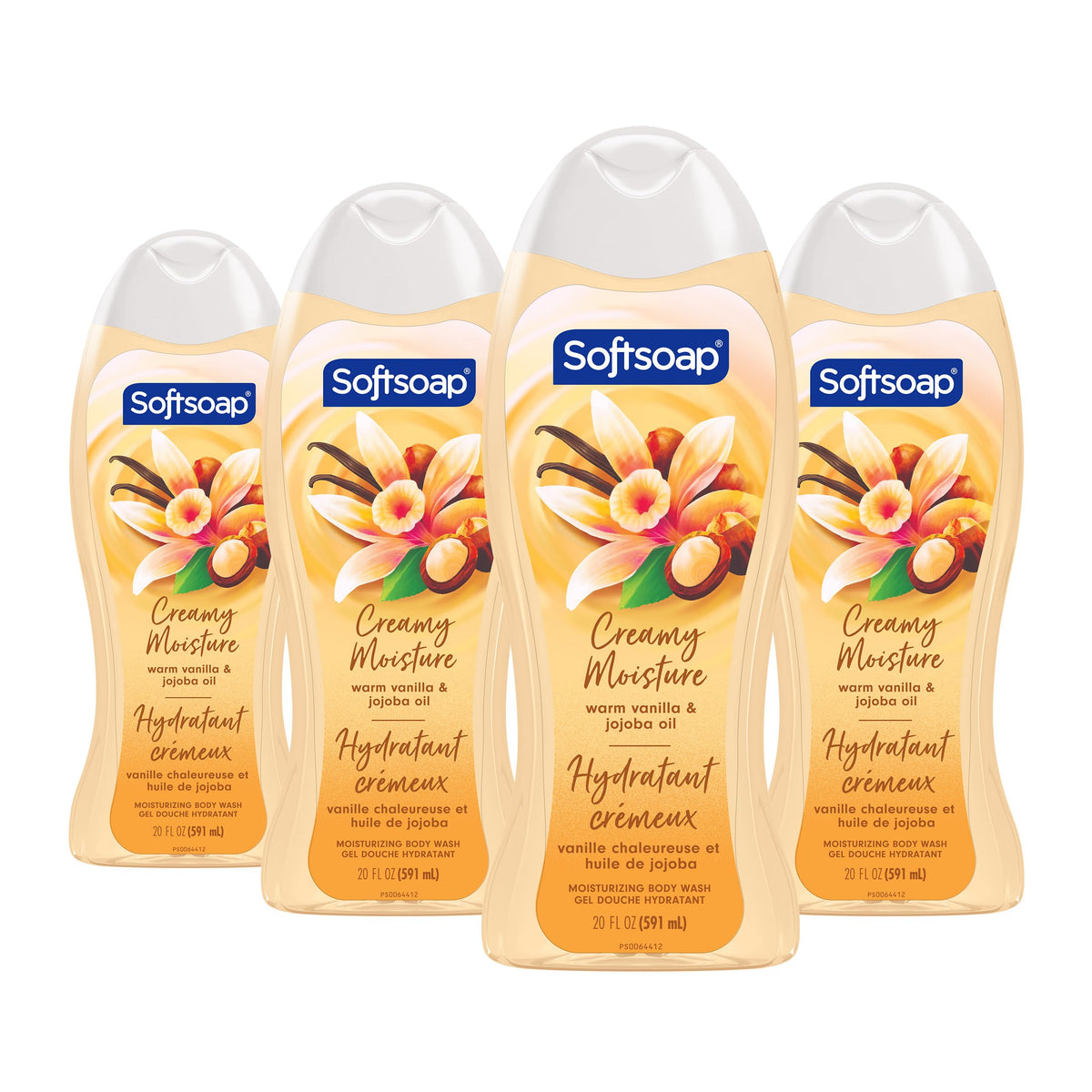 Softsoap Exfoliating Body Wash Scrub, Vanilla & Jojoba Oil, 4 x 591 mL