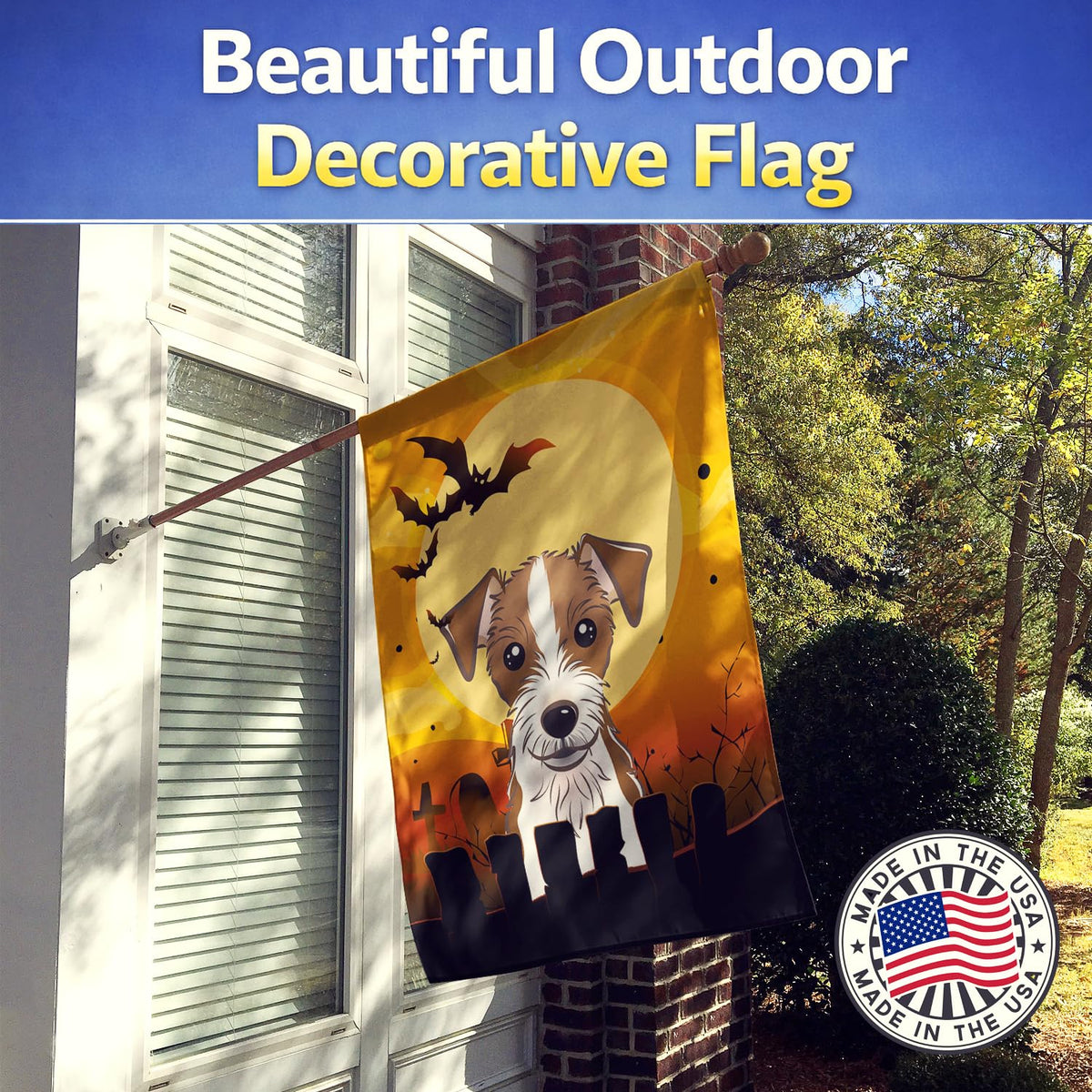 Caroline's Treasures Halloween Jack Russell Terrier House Flag, Large