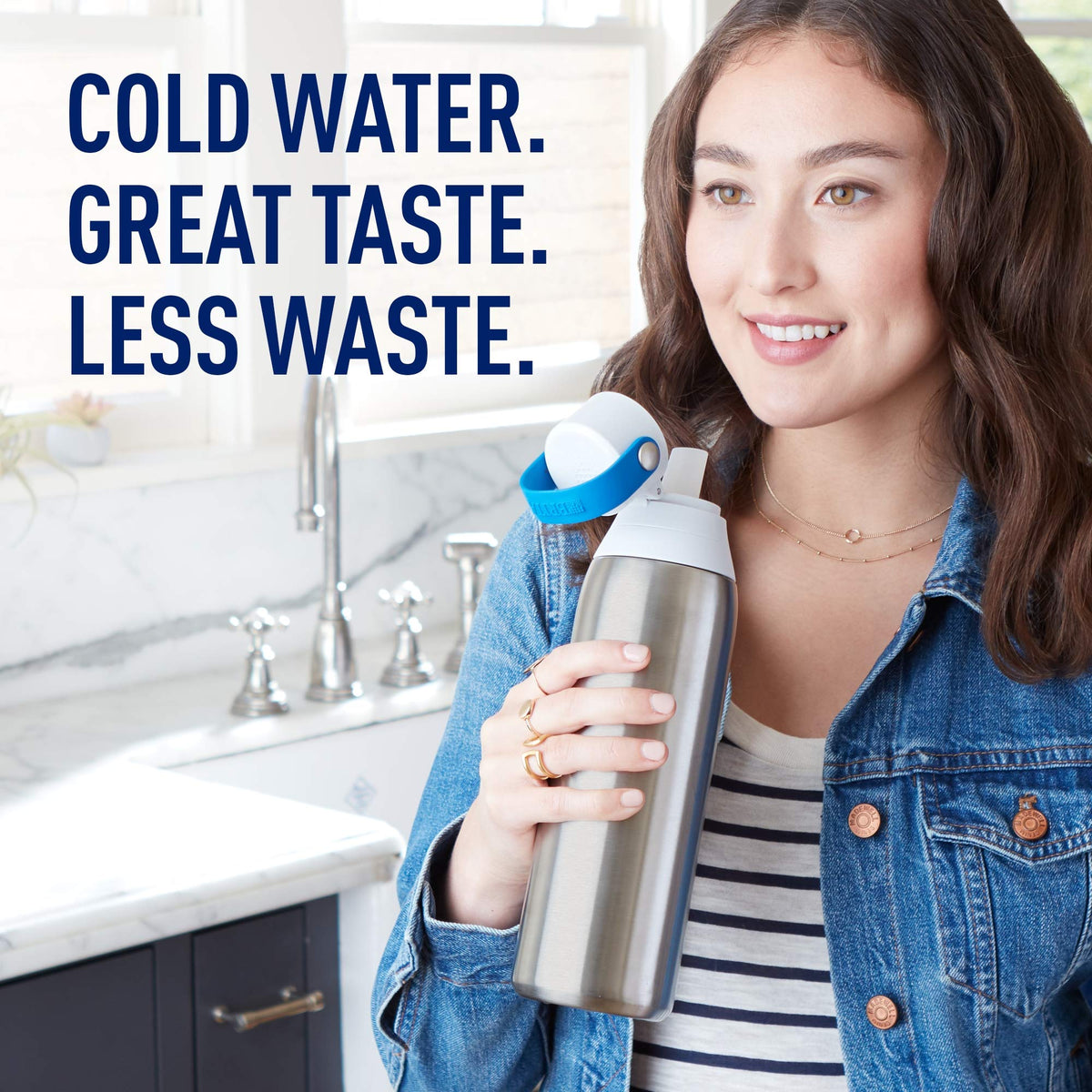 Brita Insulated Stainless Steel Filtering Water Bottle, 26 oz, Silver