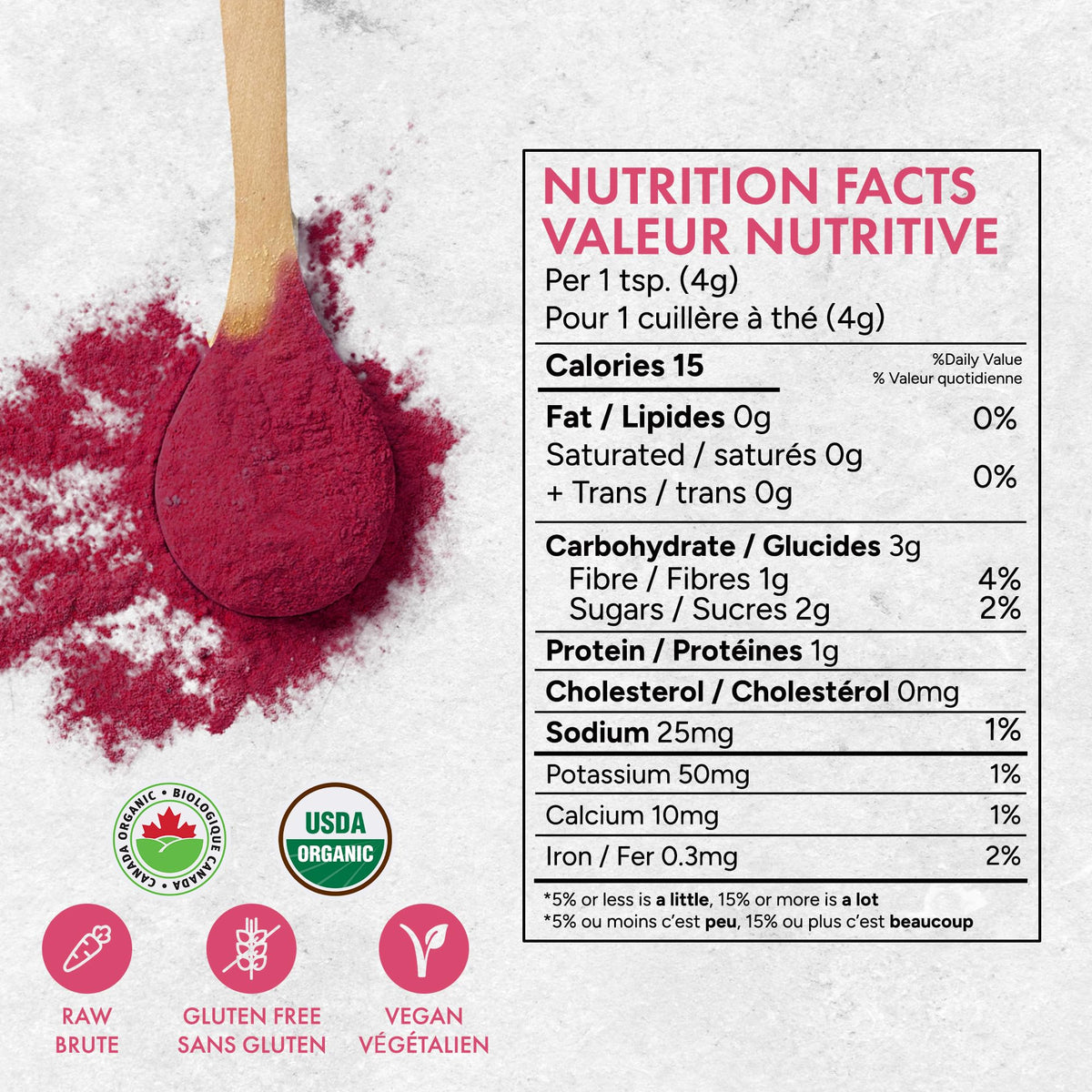 Rootalive Organic Beetroot Powder, 454 g (1 lb)