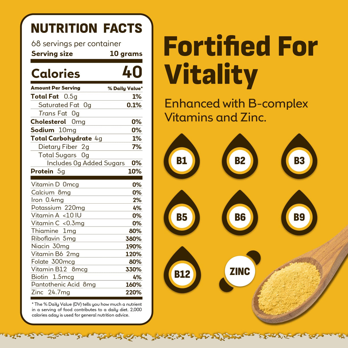 Coolinario Fortified Nutritional Yeast, Large Flakes, 1 Gal (1.5 lb)