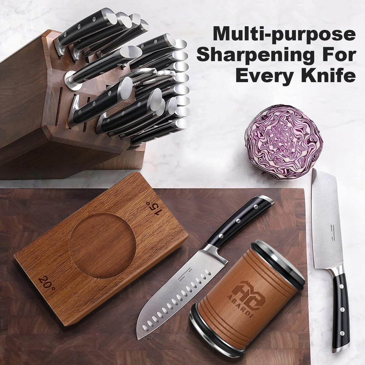 Abardi Rolling Knife Sharpener Kit, Walnut