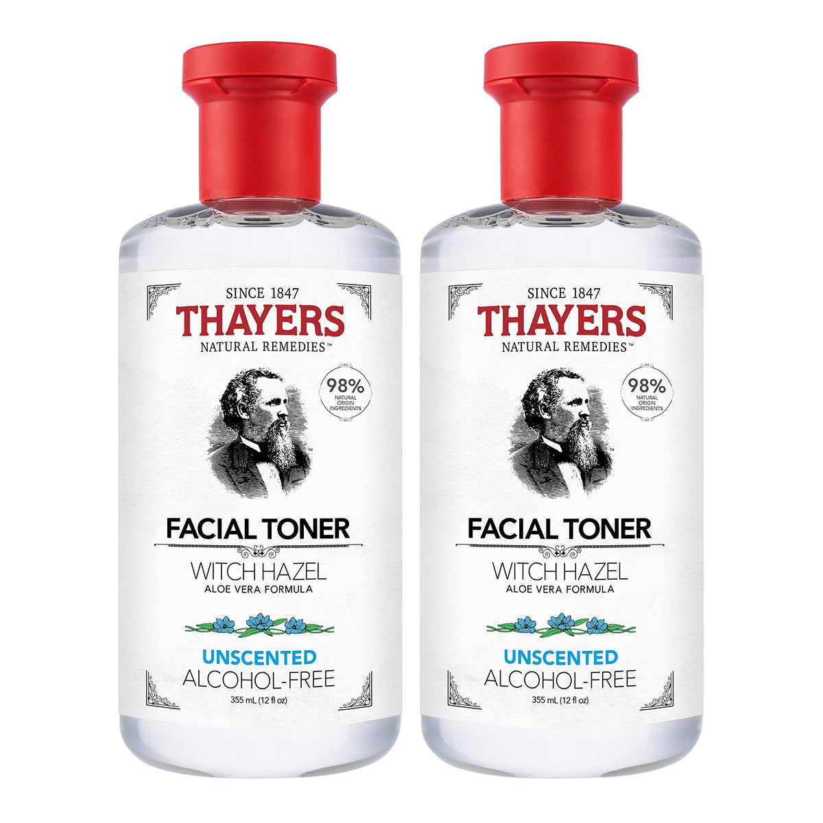 Thayers Alcohol-Free Witch Hazel Unscented Toner, 2 x 355mL