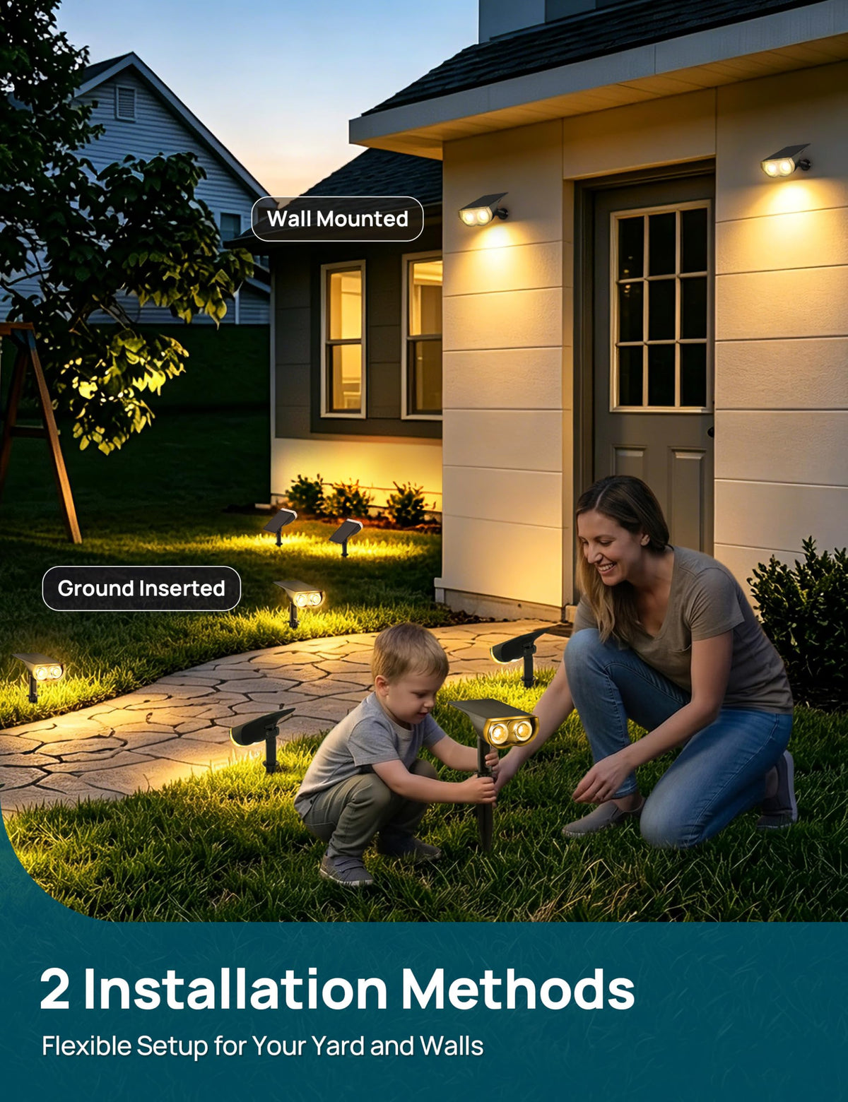 Linkind StarRay Solar Outdoor Lights, Warm White (4 Pack)