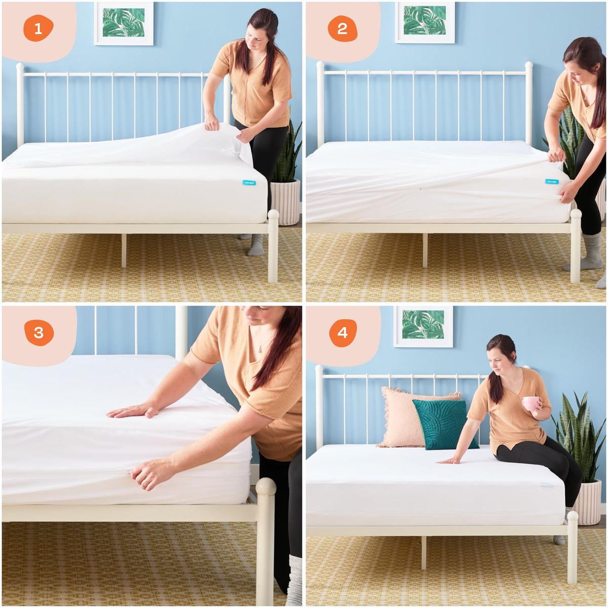 Linenspa Zippered Waterproof Mattress Encasement, Queen, White