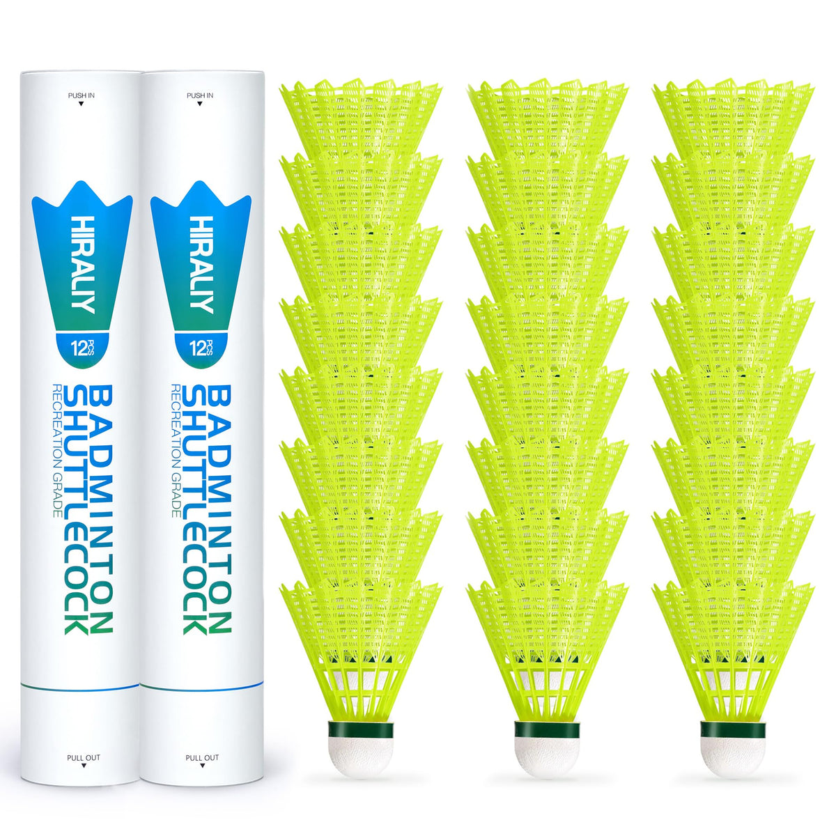 HIRALIY Glow in the Dark Nylon Badminton Shuttlecocks (12 Pack)