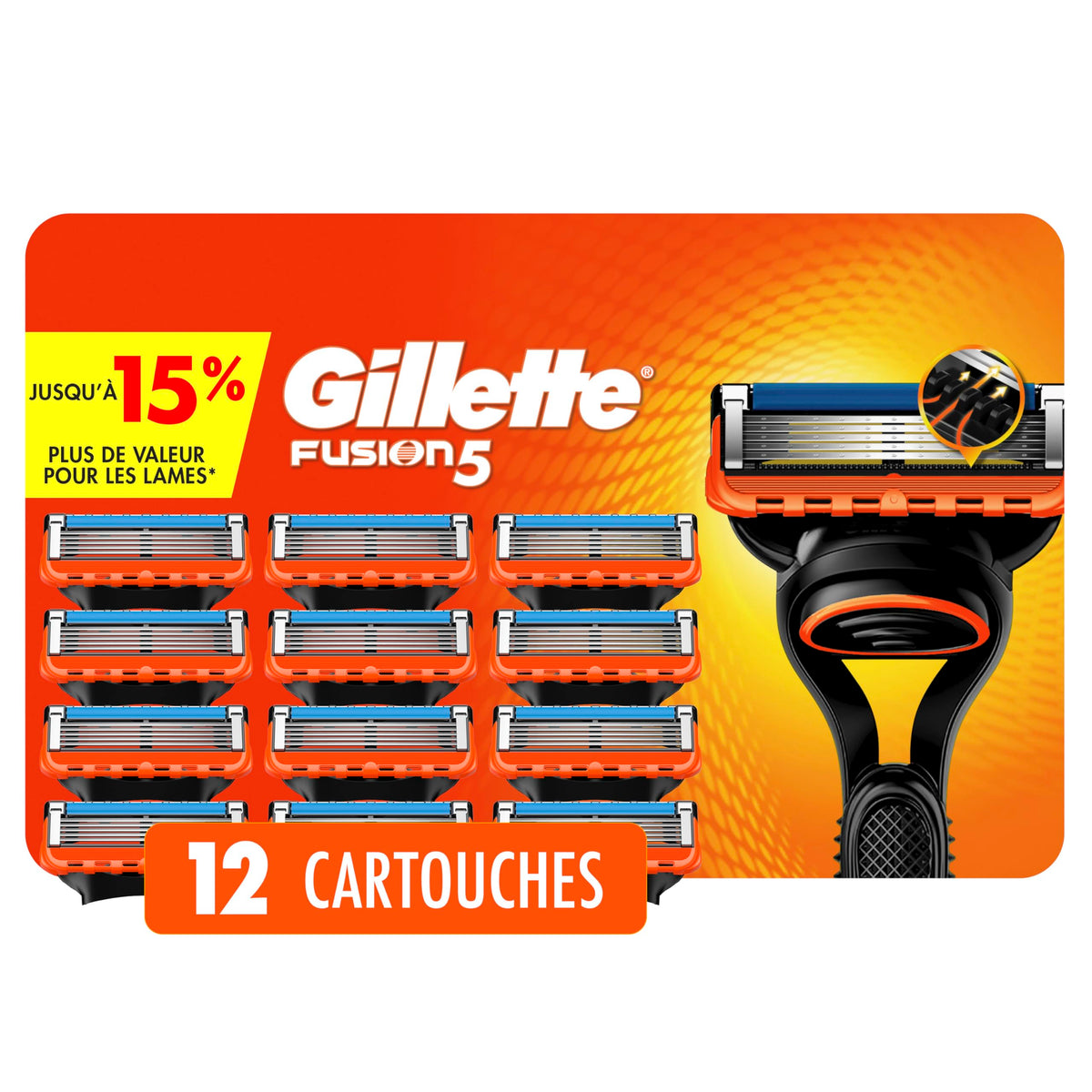 Gillette Fusion5 Men's Razor Blade Refills, 12 Count
