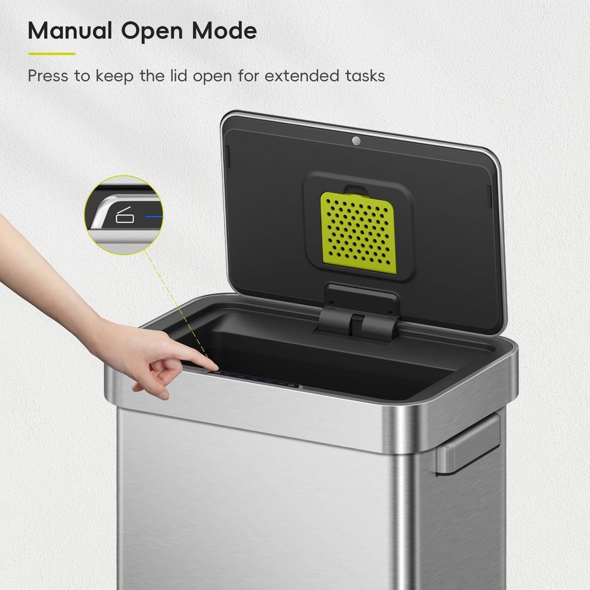 EKO Deluxe Mirage-T Touchless Trash Can, 50L, Matte Stainless Steel
