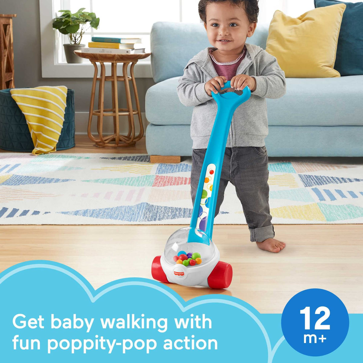 Fisher-Price Corn Popper Push-Along Toy, Blue