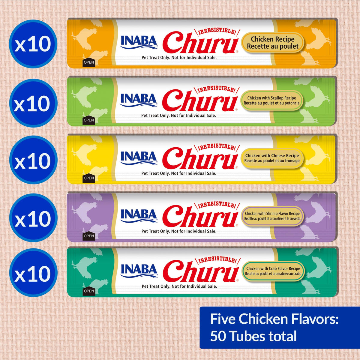 INABA Churu Lickable Cat Treats, Chicken Variety, 50 x 14 g