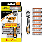BIC Flex 5 Men's Refillable Razor, 1 Handle + 7 Cartridges