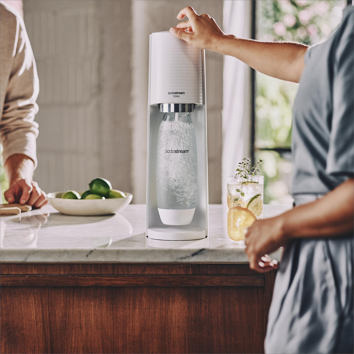 SodaStream Terra Sparkling Water Maker Bundle, White, with CO2