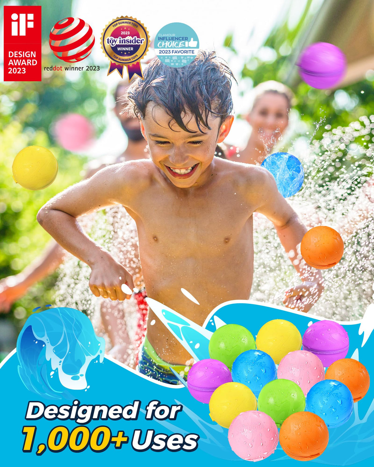 Tlitlimom Reusable Silicone Water Balloons with Mesh Bag, 12-Pack
