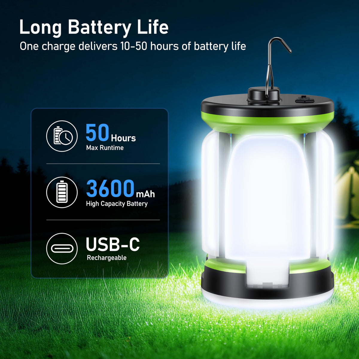Blukar Rechargeable LED Camping Lantern, White Light