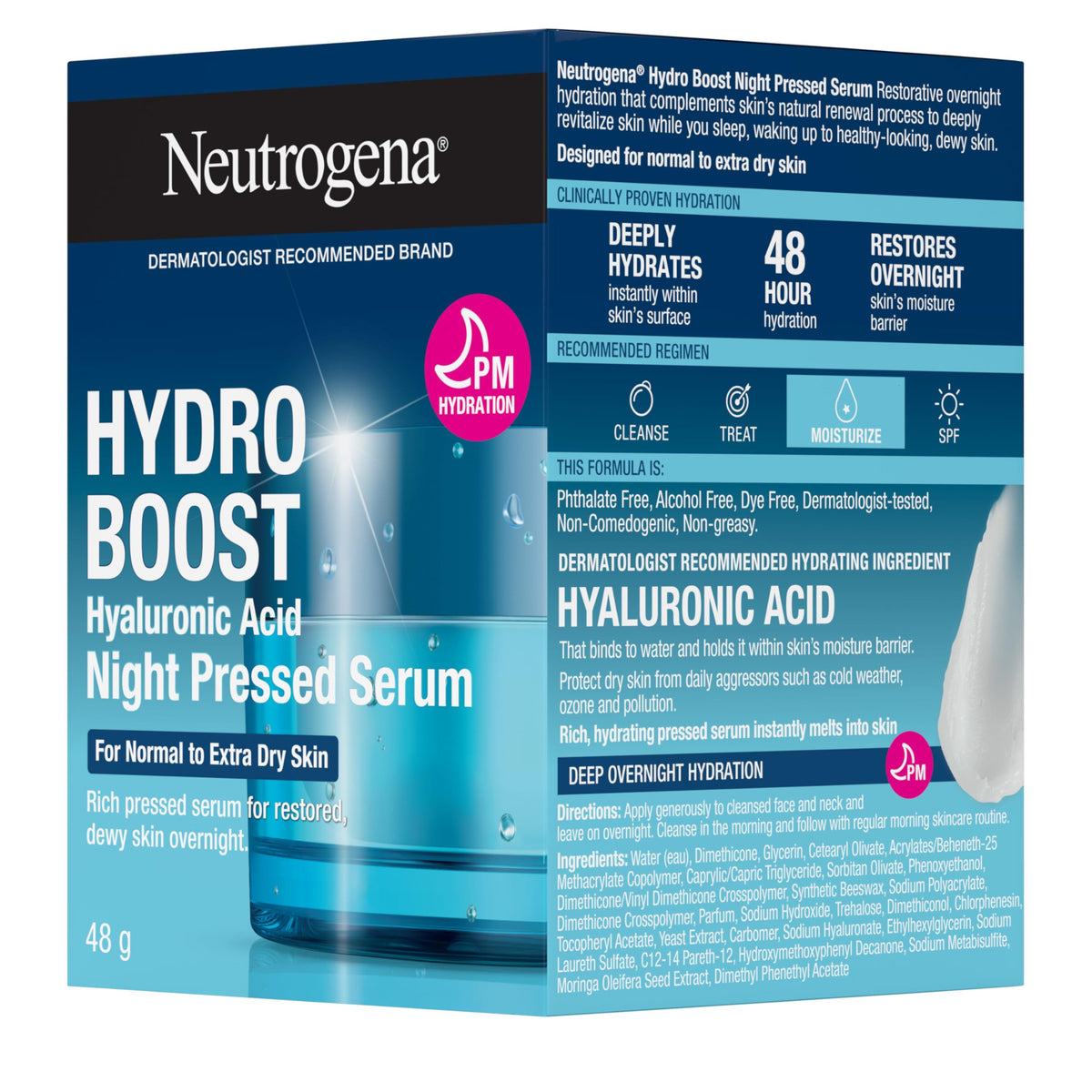 Neutrogena Hydro Boost Night Pressed Face Serum, 48 g