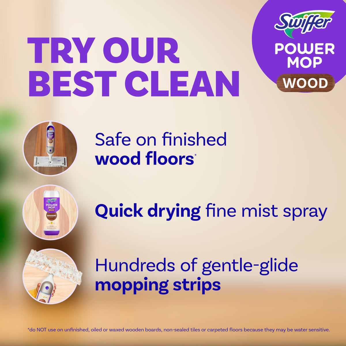 Swiffer PowerMop Wood Kit, Lemon, 2 Pads, 2 Batteries