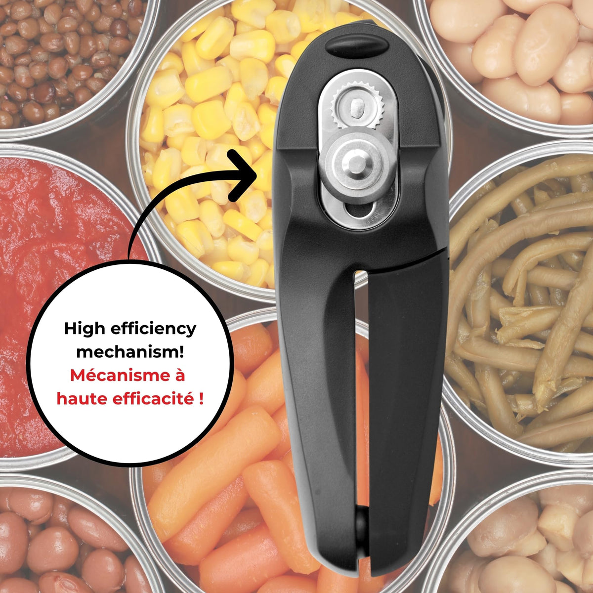 Starfrit MightiCan Smooth-Cut Can Opener, Black