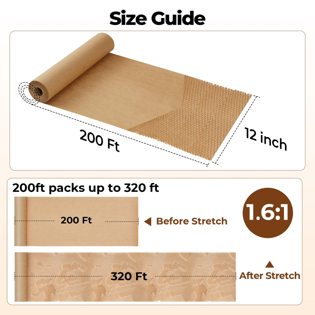 Tera Honeycomb Packing Paper, 12" x 200', with 20 Fragile Stickers