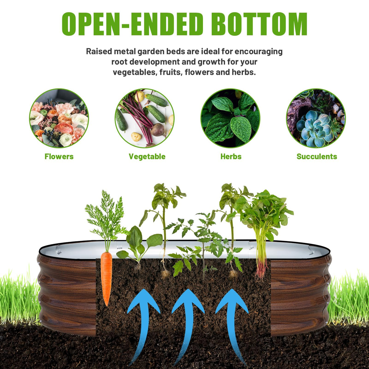 SnugNiture Galvanized Raised Garden Bed, 2 Pieces, 4x2x1 ft, Brown