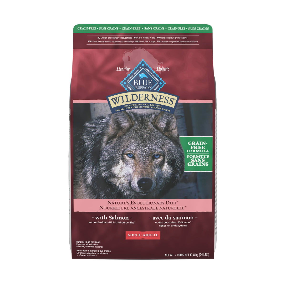 Blue Buffalo Wilderness Salmon Grain-Free Dry Dog Food, 10.8 kg