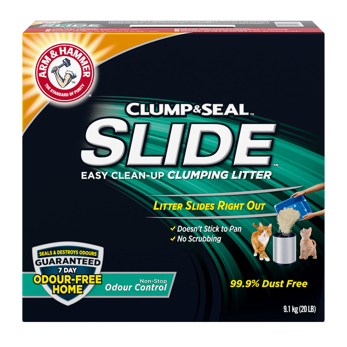 Arm & Hammer Clump & Seal Slide Clay Cat Litter, 9.1 kg
