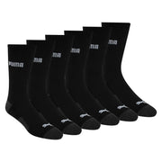 PUMA Men's Crew Socks, Black/Grey Logo, 10-13, 6 Pack