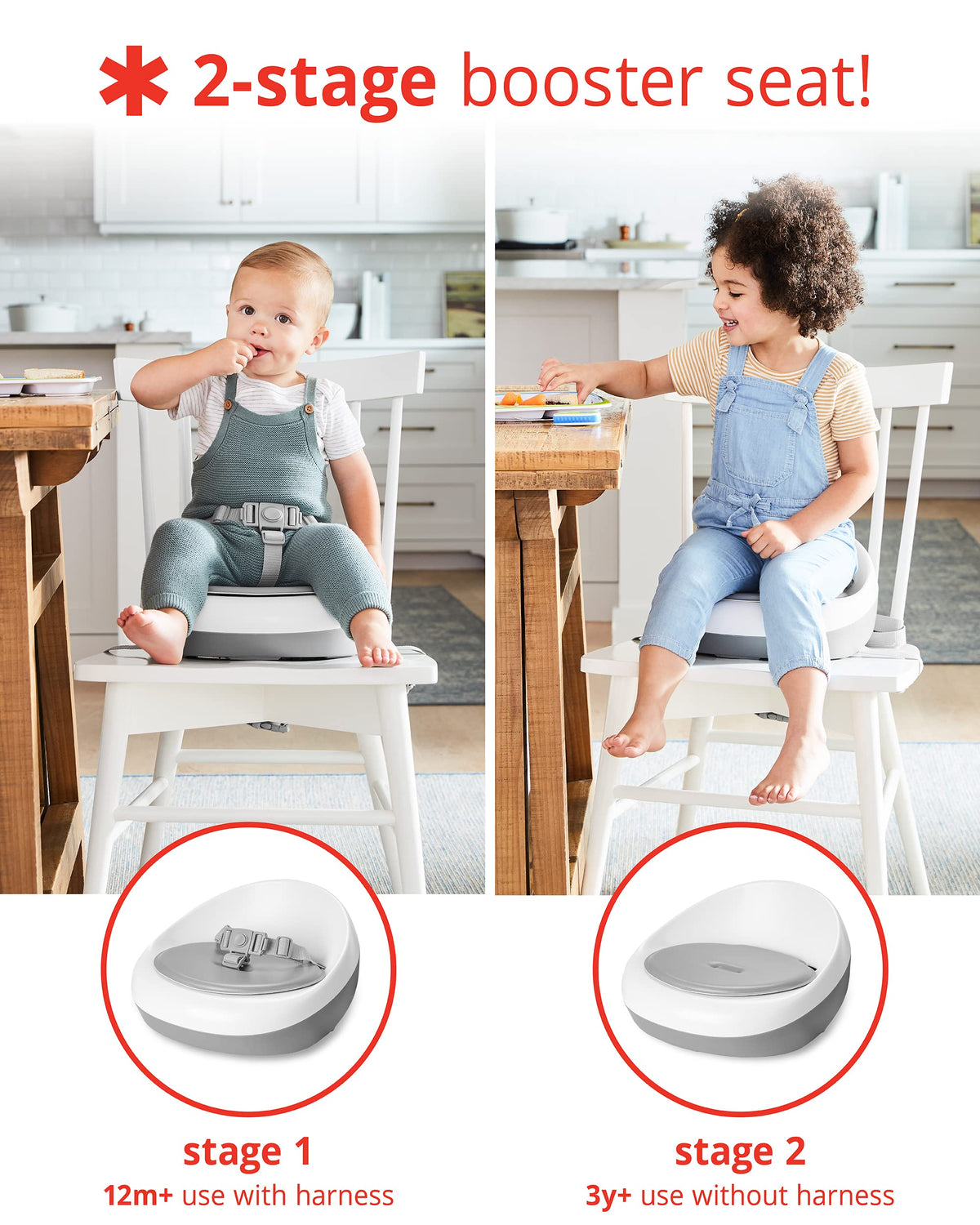 Skip Hop Booster Seat for Dining Table, Grey/White