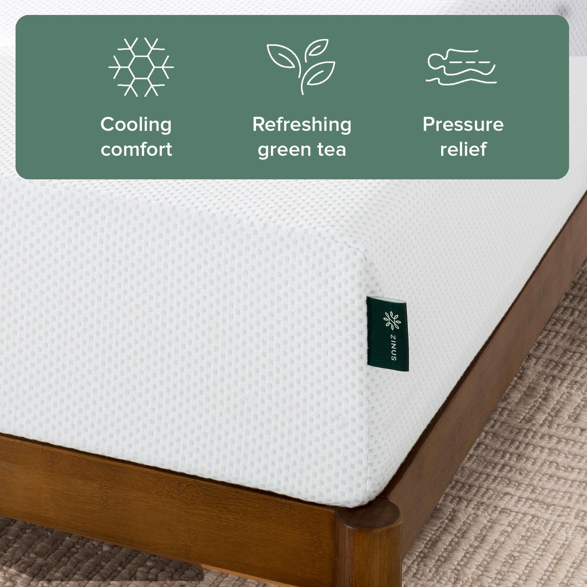 Zinus Green Tea Cooling Gel Memory Foam Mattress, Twin, 8 Inch