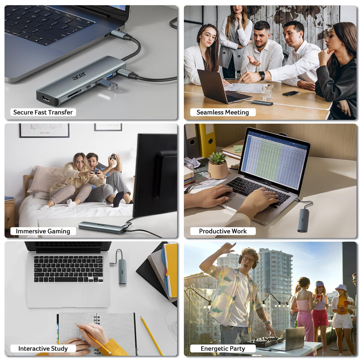 Acer 7 in 1 USB C Hub, 4K HDMI, PD100W