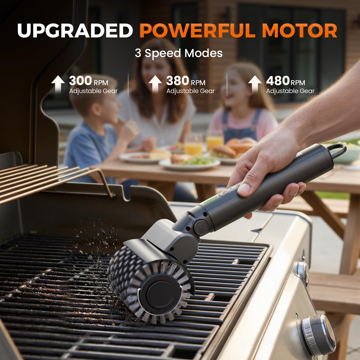 Leebein Cordless Electric Grill Brush with 3 Heads